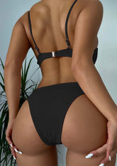 Black Hollow Out Strap One Piece Swimsuit Areous